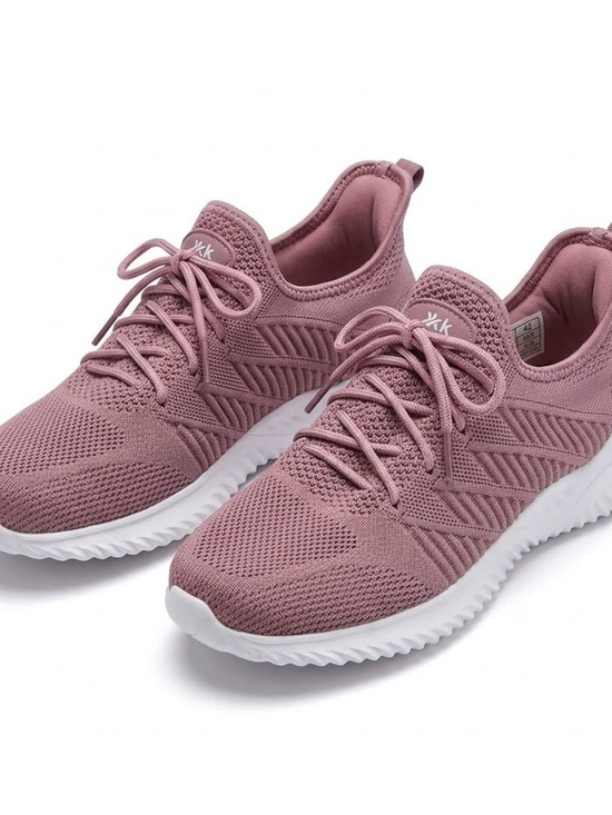 Shoes - Dusty Pink Knit Lace-Up Athletic Sneakers Walking Shoes Women Size 9 EU 40